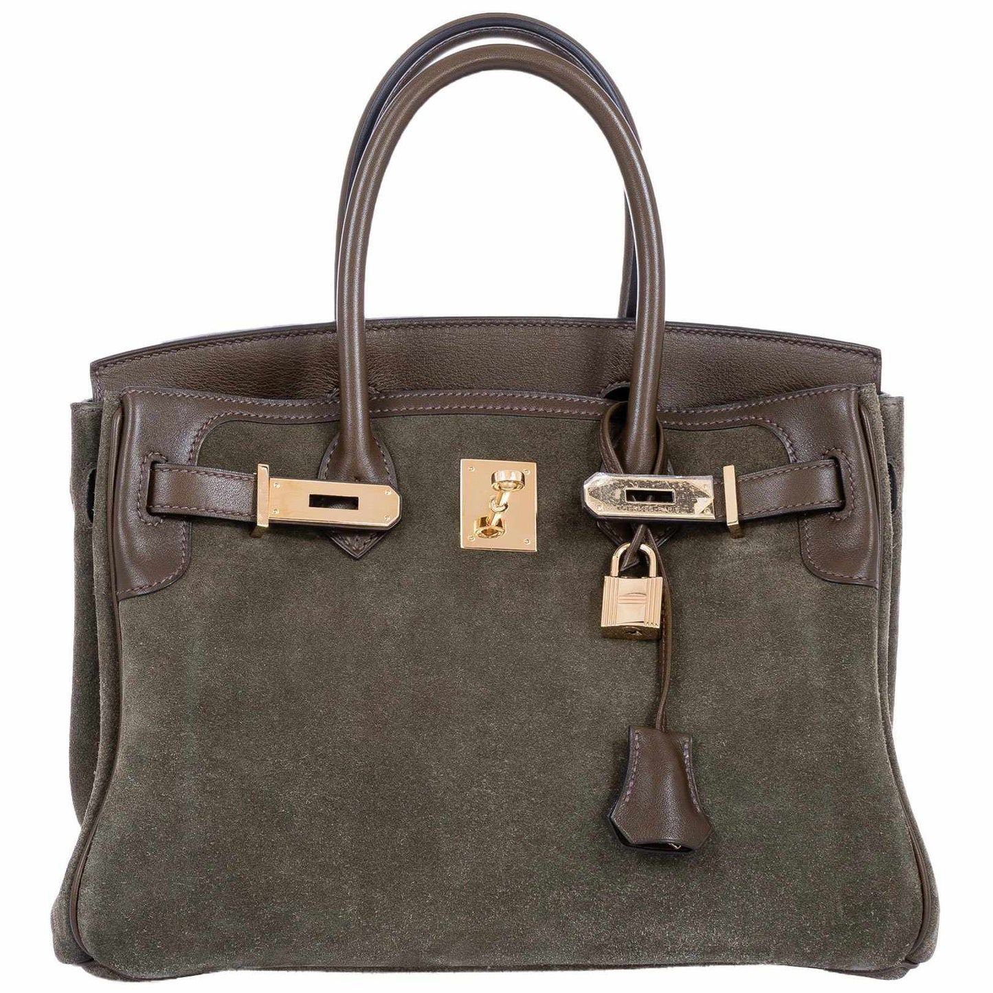 HermesBirkin 30 Grizzly Vert de Gris Suede & Veau Swift Permabrass Hardware - Special Edition