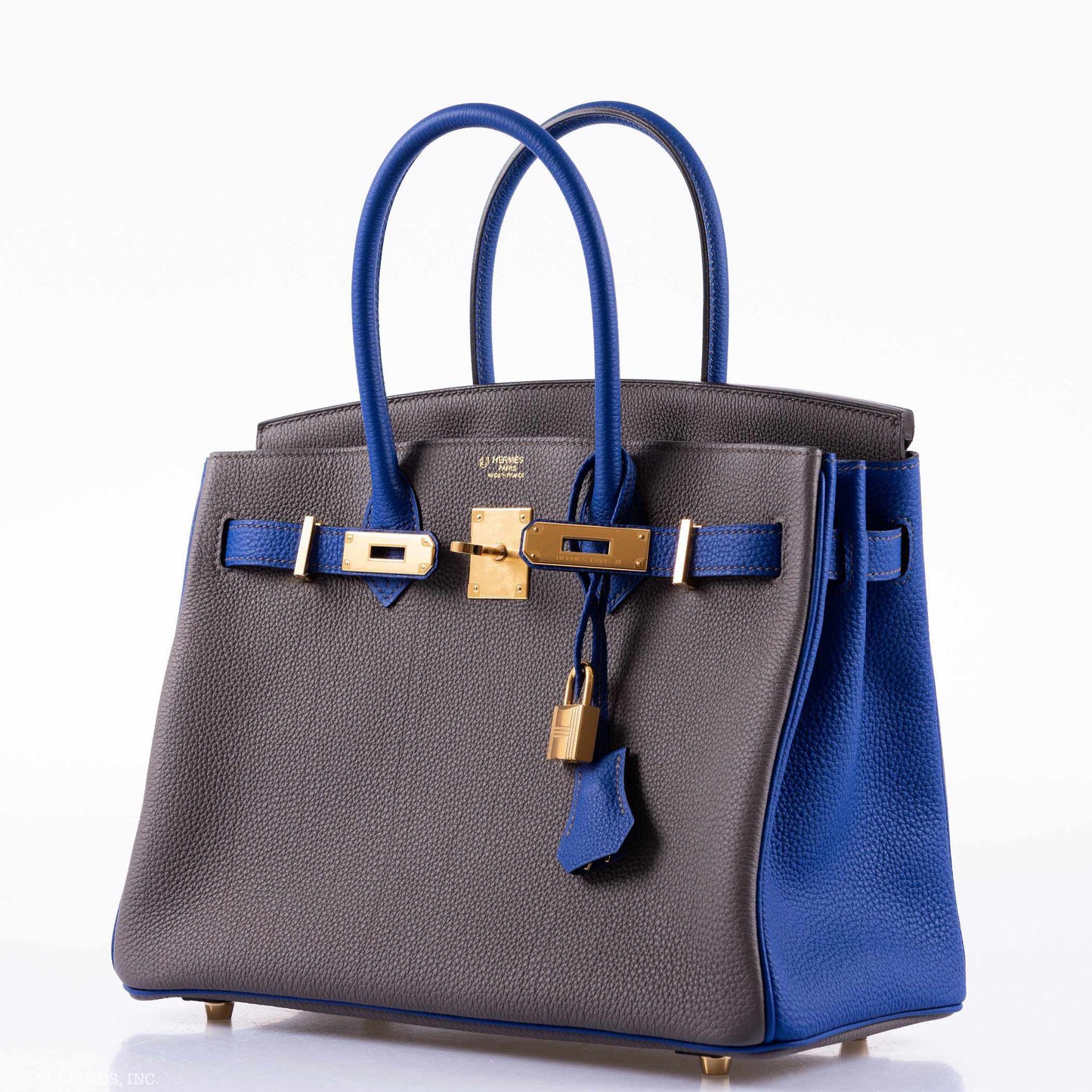 HermesBirkin 30 HSS Etain And Blue Electric Togo Gold Hardware
