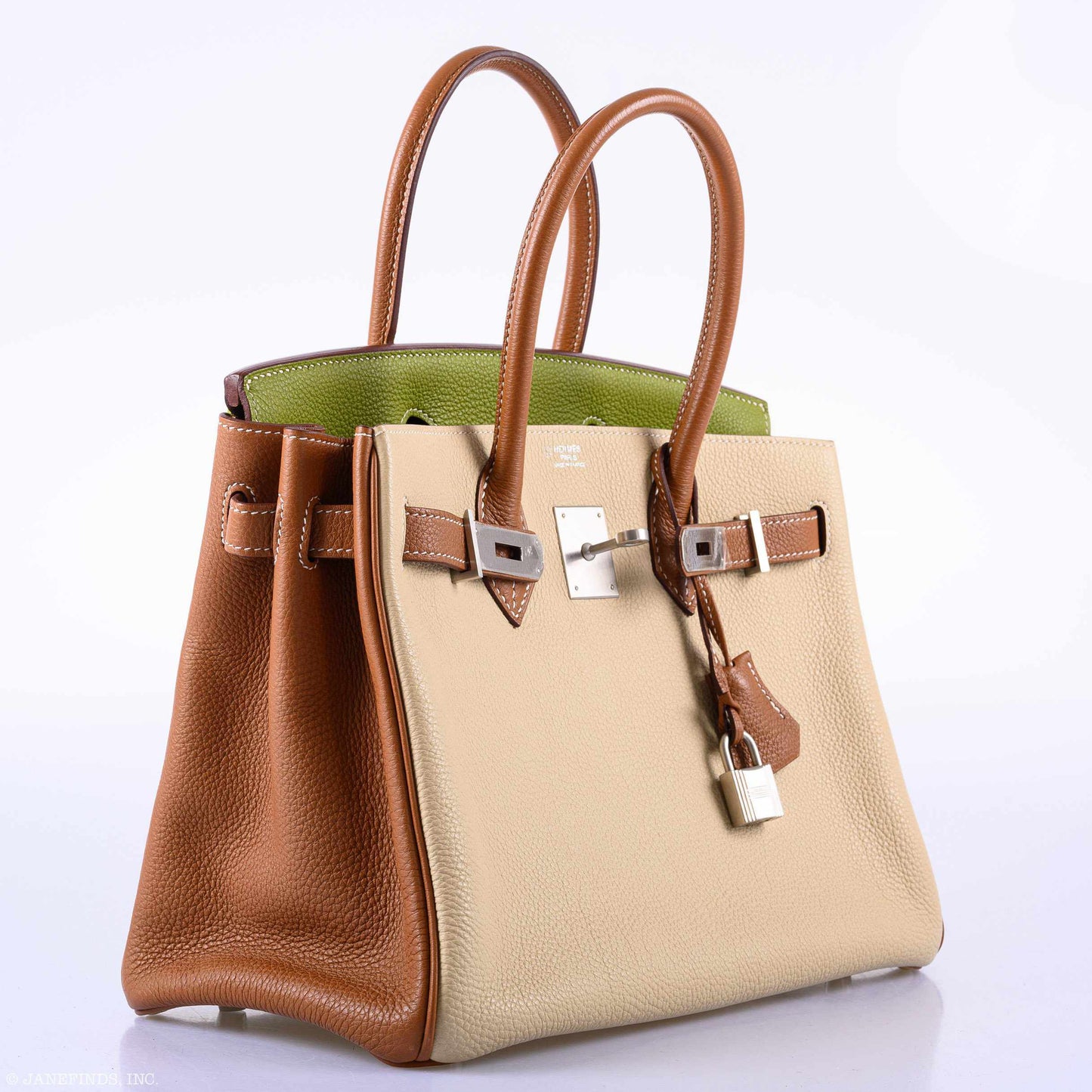 HermesBirkin 30 HSS Gold, Vert Anis & Argile Togo Brushed Palladium Hardware