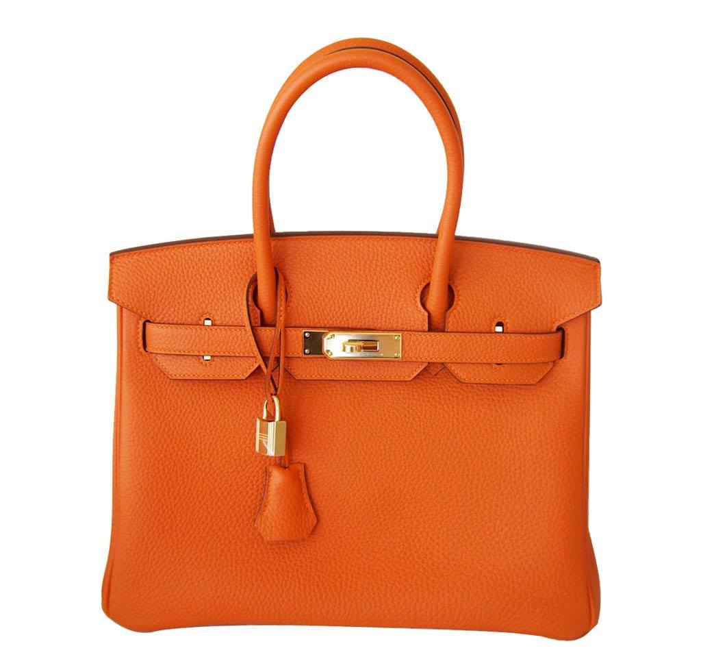 HermesBirkin 30 Bag Orange Togo Leather