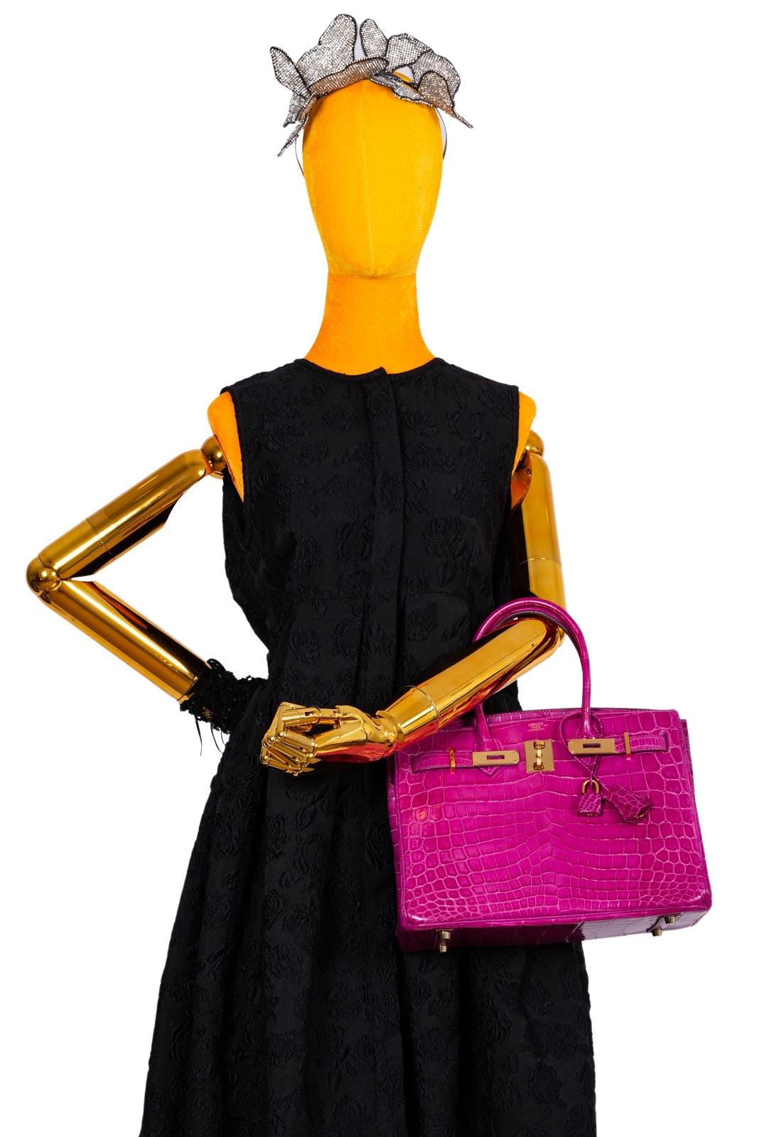 HermesBirkin 30 Rose Scheherazade Shiny Niloticus Crocodile Gold Hardware
