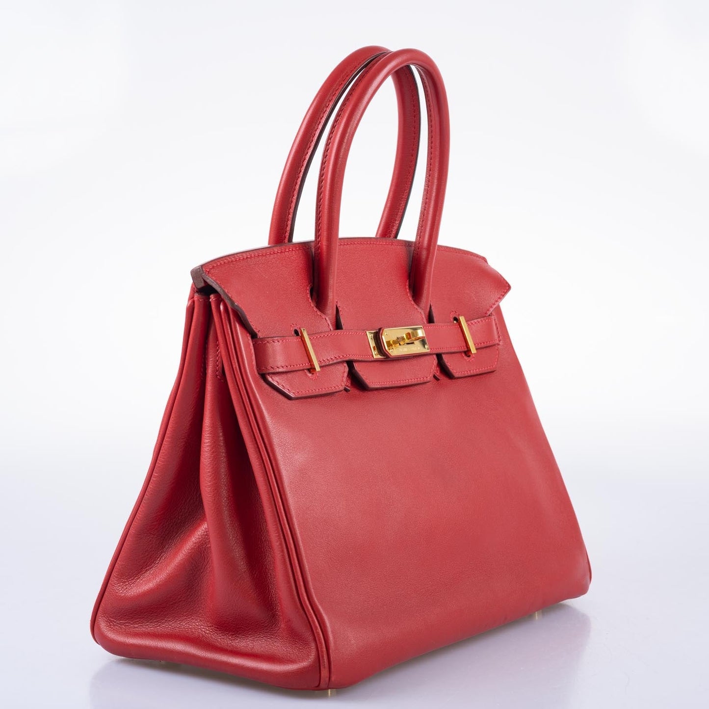HermesBirkin 30 Rouge Vif Swift with Gold Hardware