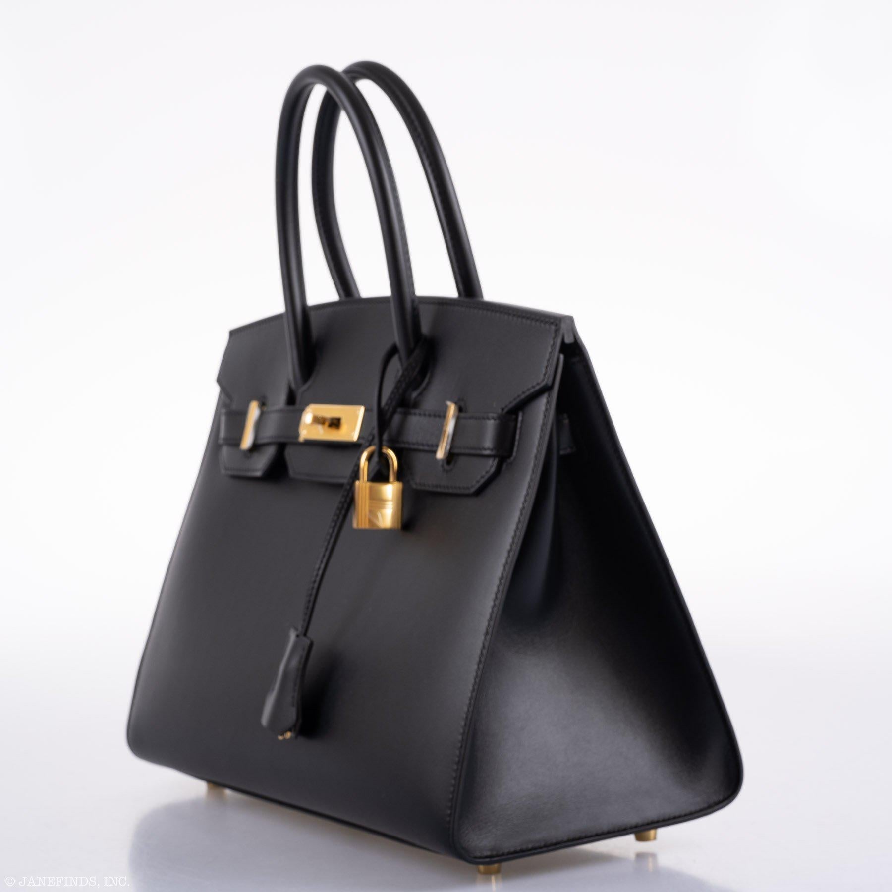 HermesBirkin 30 Sellier Black Veau Monsieur Leather Gold Hardware