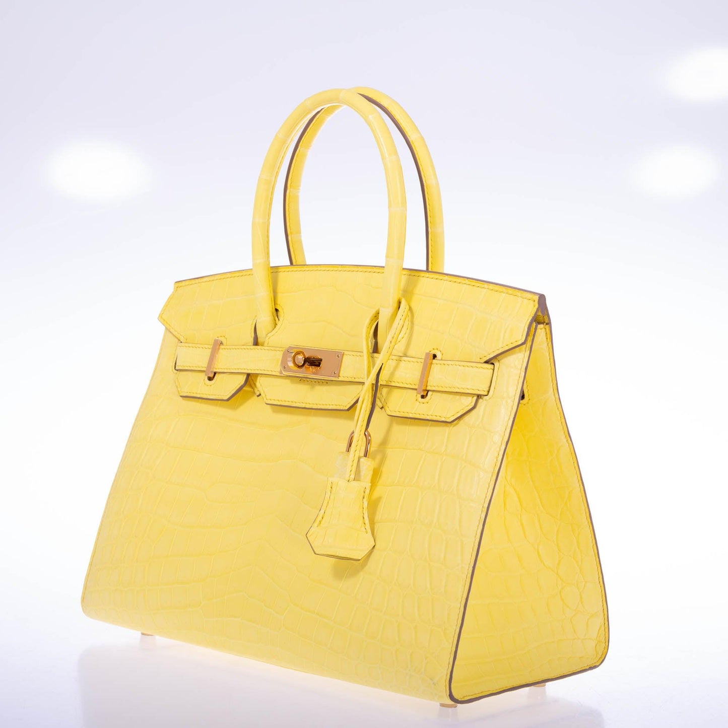 HermesBirkin 30 Sellier Jaune Citron Matte Niloticus Crocodile Gold Hardware