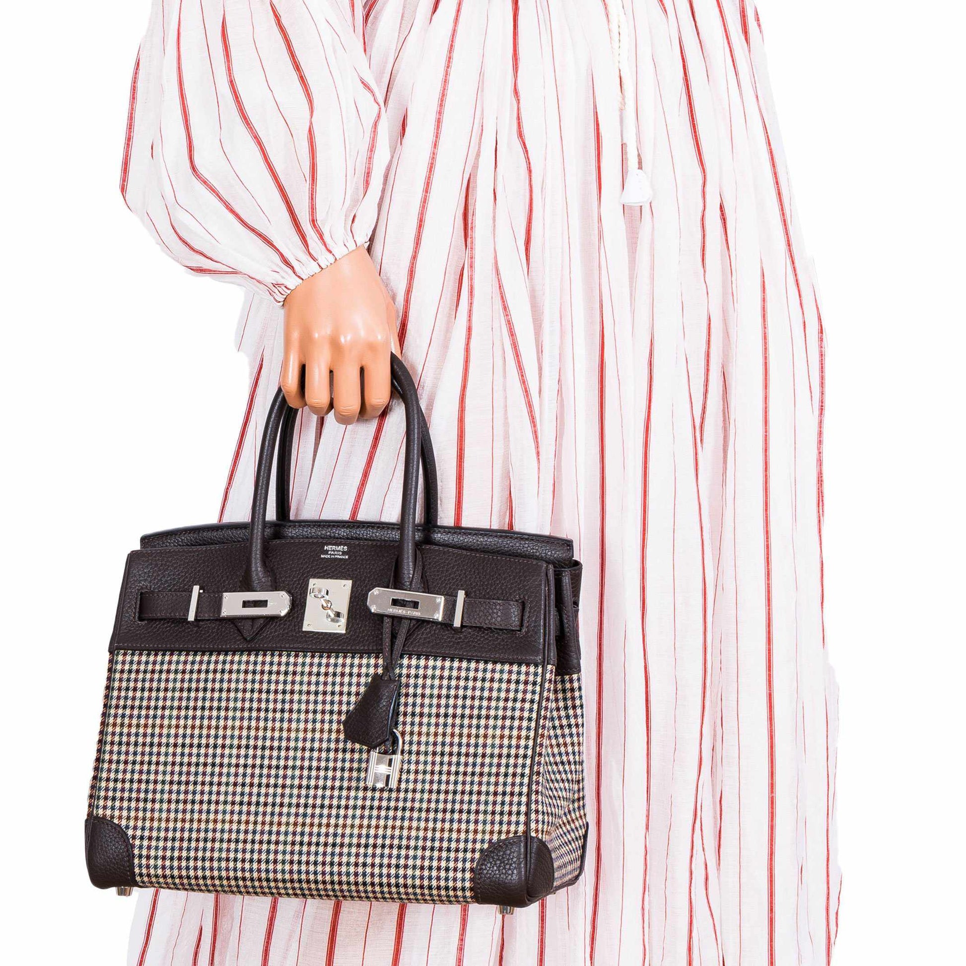 HermesBirkin 30 Togo And Plaid Wool Lainage - Rare Runway Bag