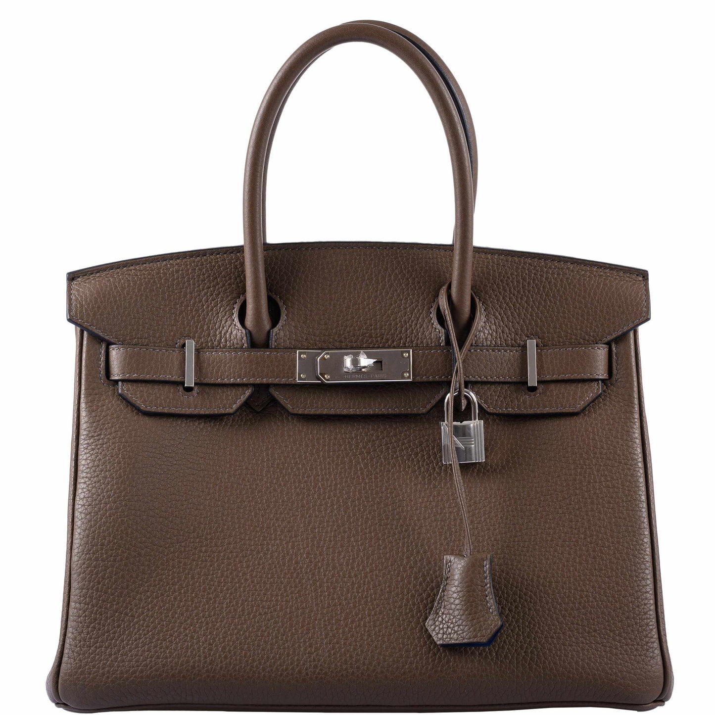 HermesBirkin 30 Verso Taupe & Blue Agate Clemence Palladium Hardware - 2020, Y
