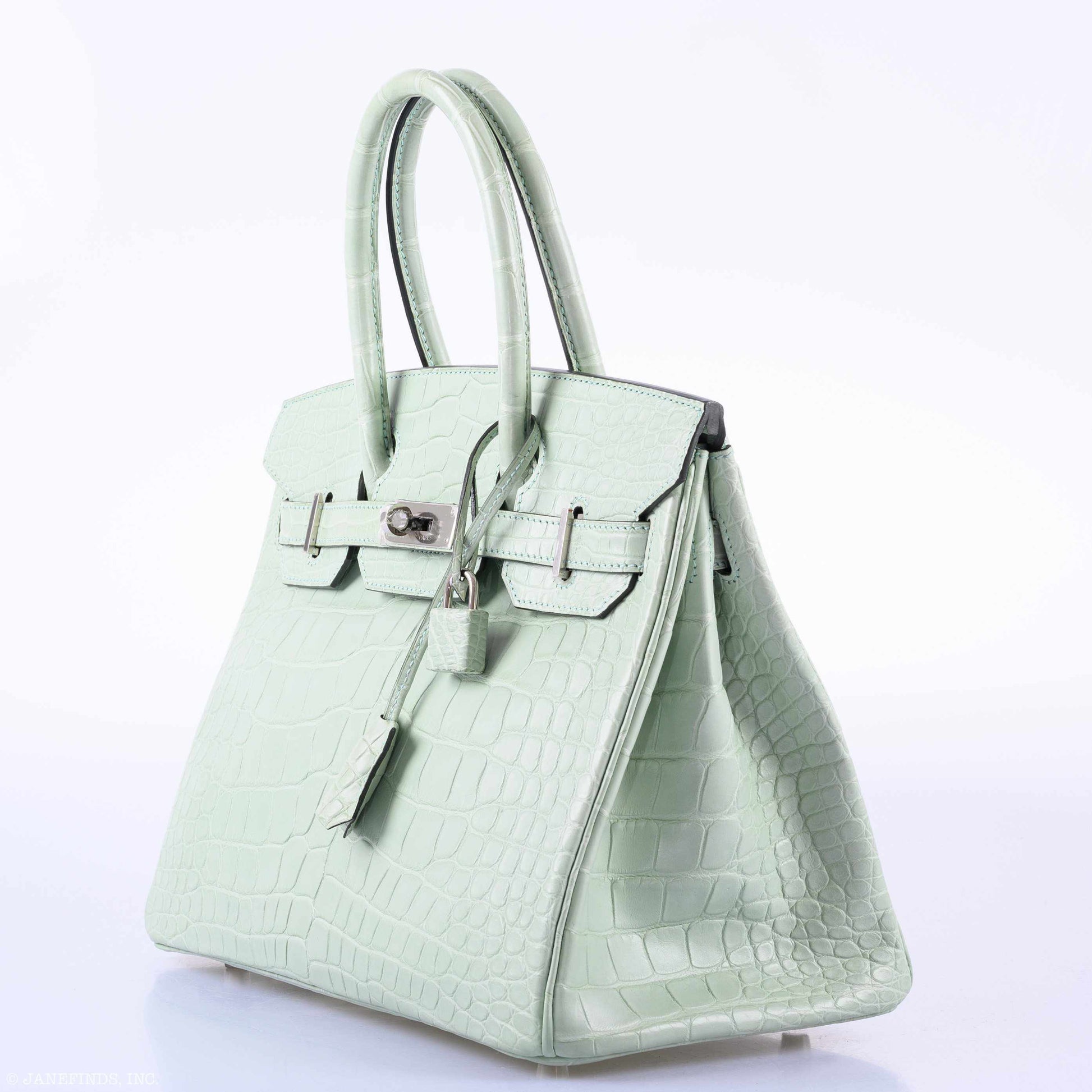 HermesBirkin 30 Vert D'Eau Matte Alligator Palladium Hardware