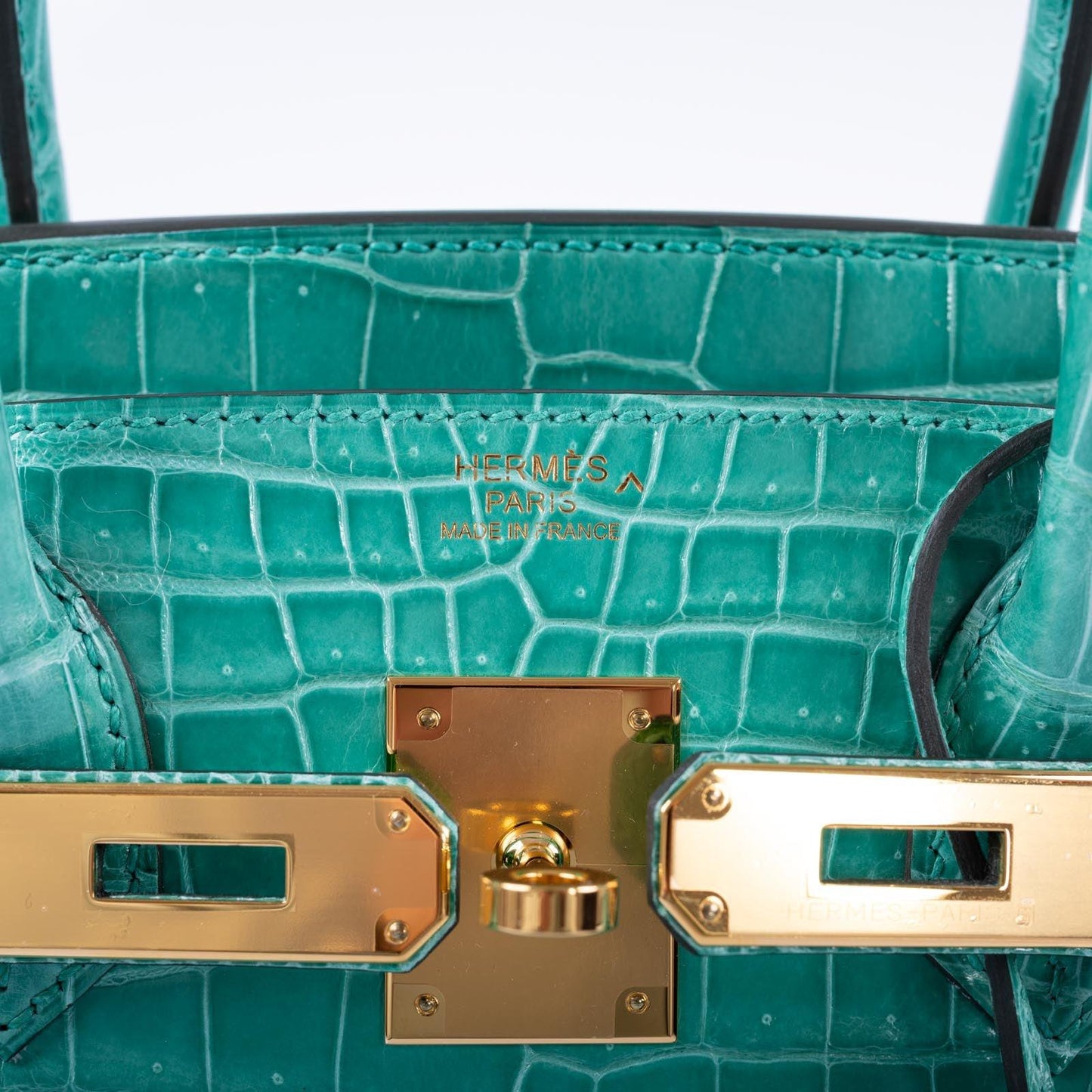HermesBirkin 30 Vert Jade Shiny Porosus Crocodile Gold Hardware