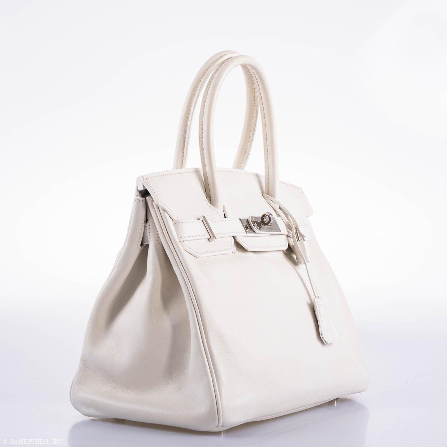 HermesBirkin 30 White Swift with Palladium Hardware - 2007, K Square
