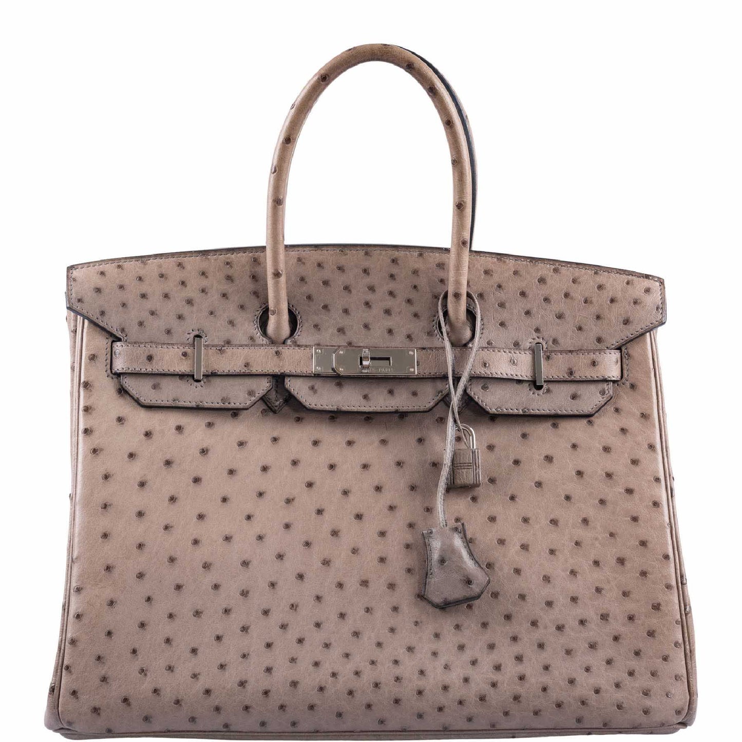 HermesBirkin 35 Gris Tourterelle Ostrich Palladium Hardware