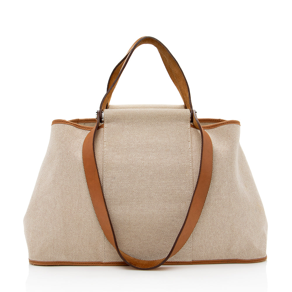 Luxury Hermes Canvas Calfskin Cabag Elan Tote - FINAL SALE (SHF-16359)