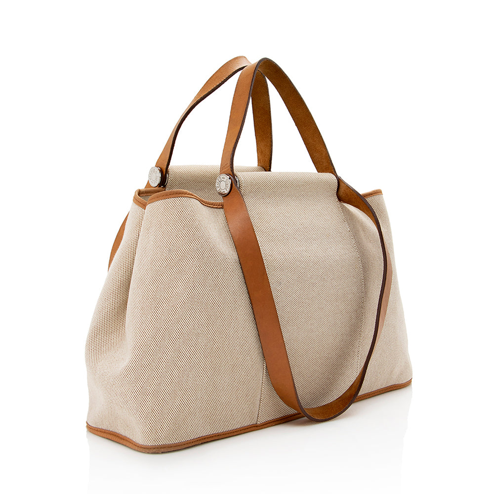 Luxury Hermes Canvas Calfskin Cabag Elan Tote - FINAL SALE (SHF-16359)