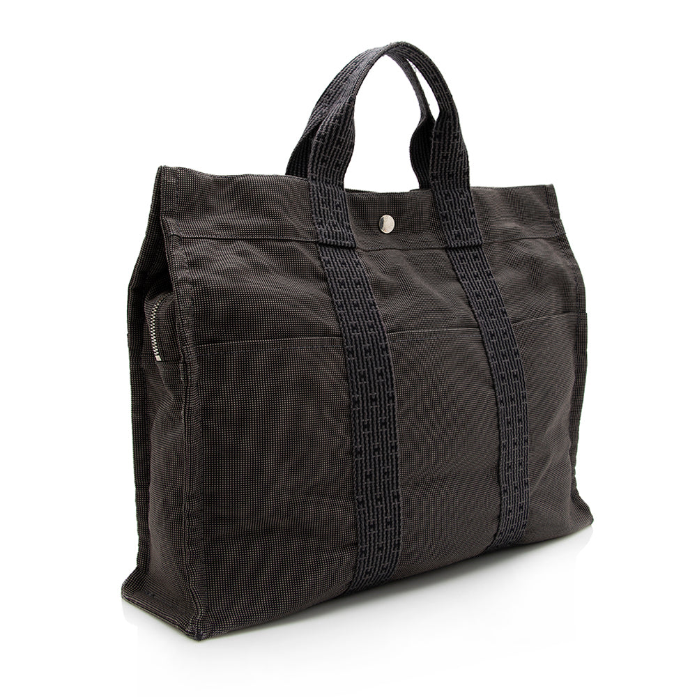 Luxury Hermes Canvas Herline MM Tote (SHF-15379)