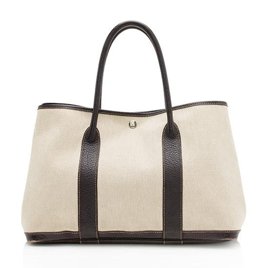 Luxury Hermes Canvas Leather Garden Party 36 Tote