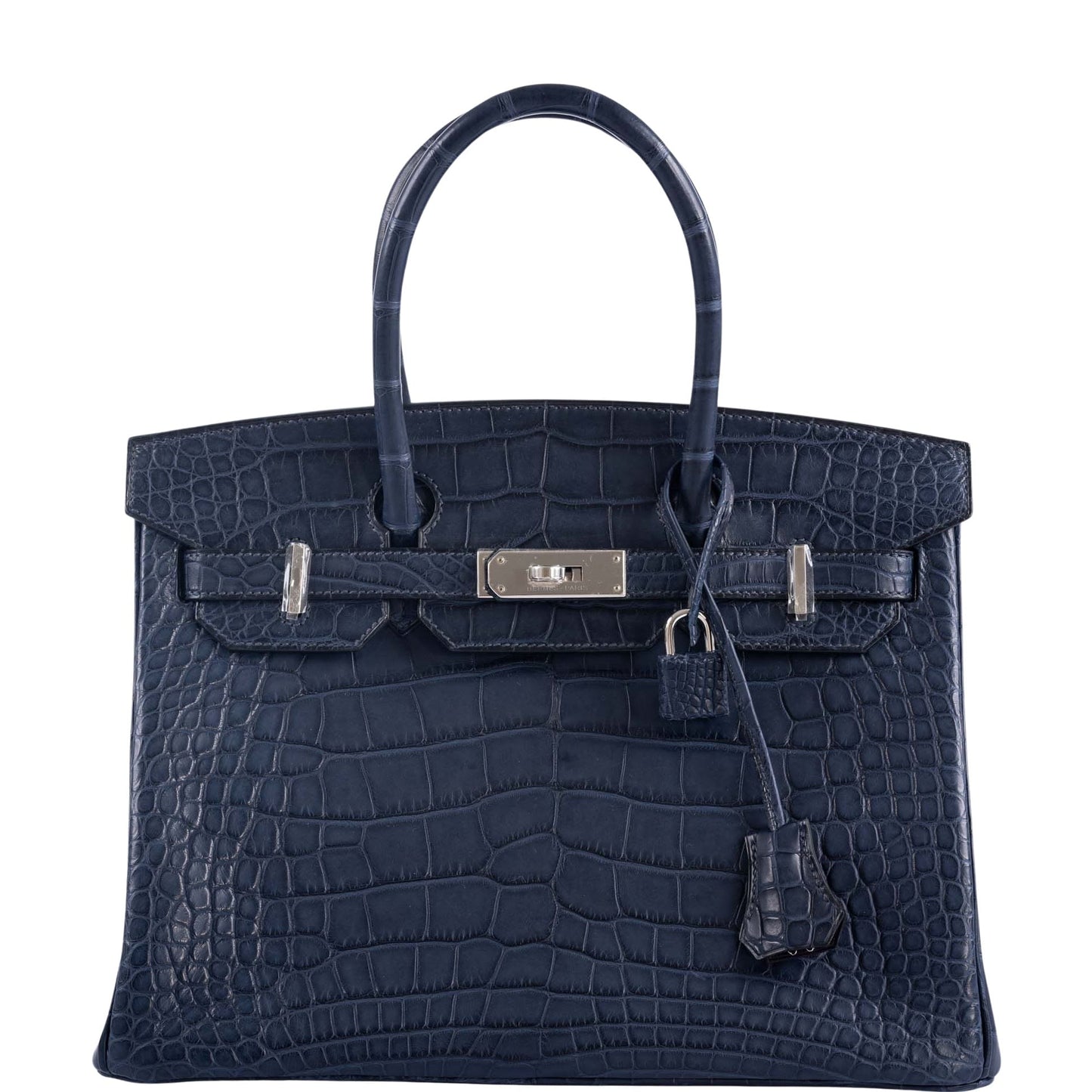 HermesHSS Birkin 30 Blue Marine Matte Alligator & Cassis Interior with Palladium Hardware