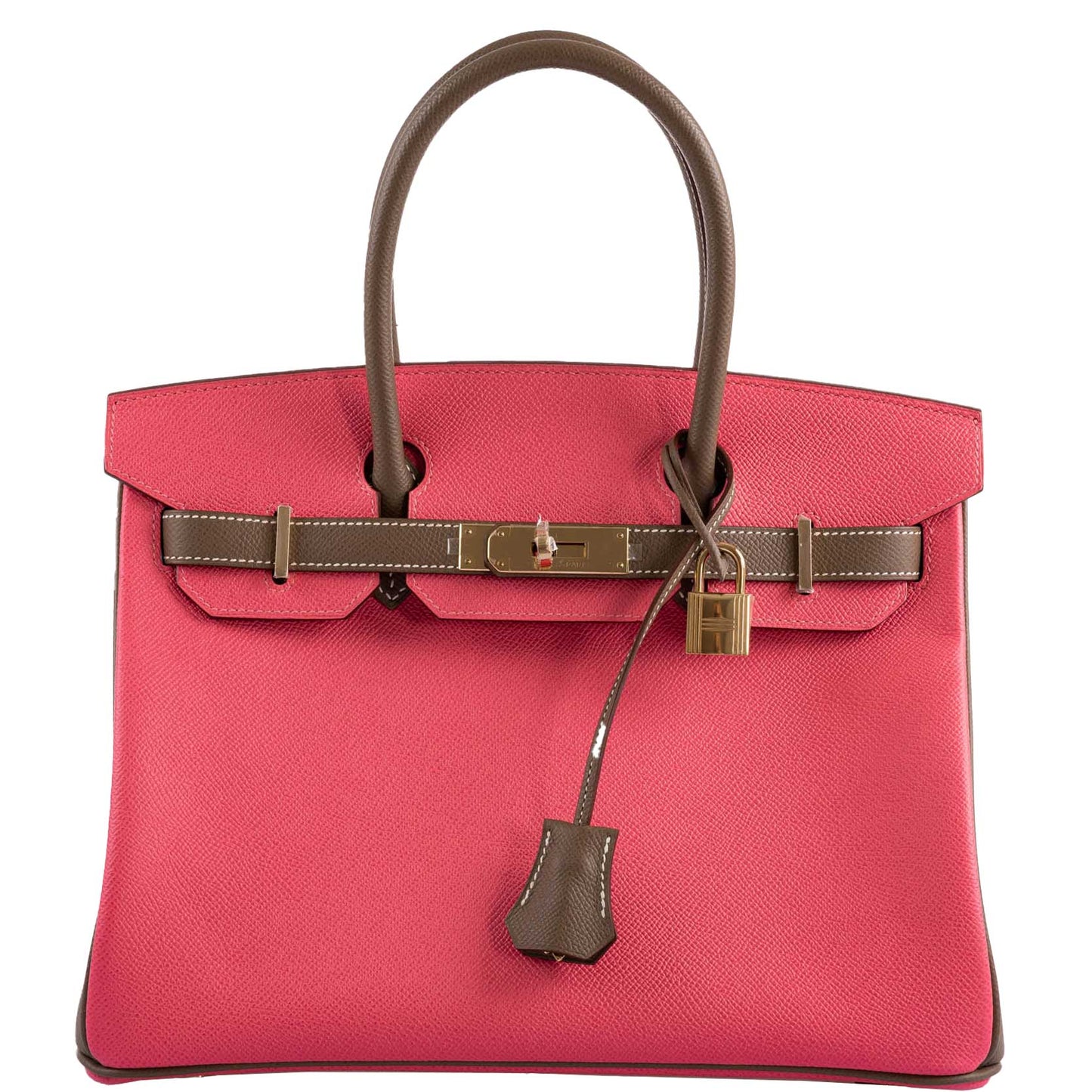 HermesHSS Birkin 30 Rose Azalee & Etoupe Epsom with Permabrass Hardware - 2017, A