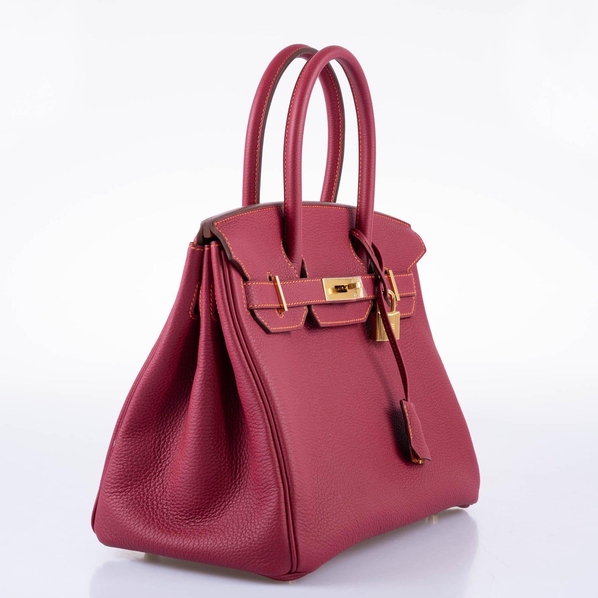HermesHSS Birkin 30 Rubis Togo & Orange H with Gold Hardware - 2015, T