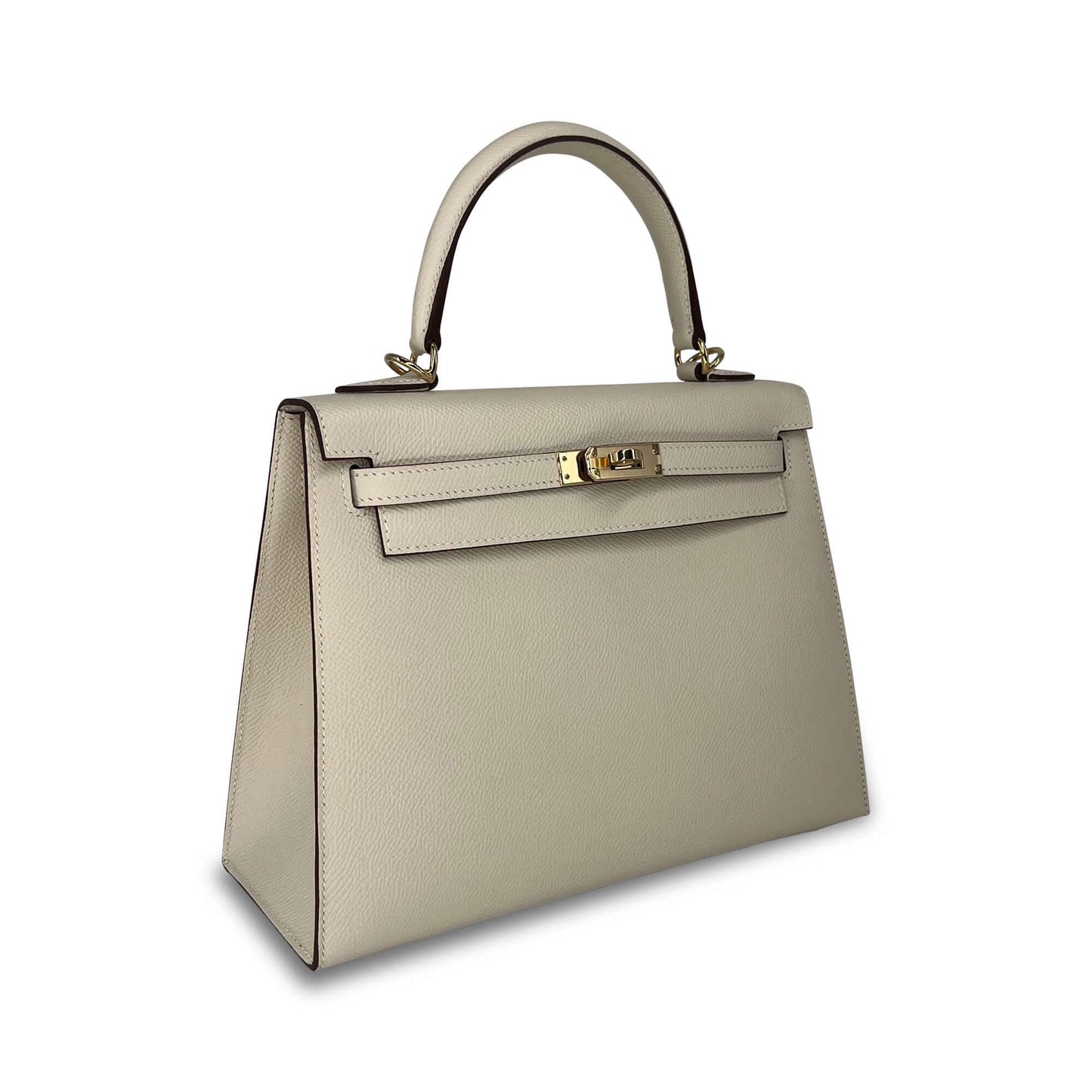 Top Quality Luxury Hermes Kelly Craie Epsom leather designer bag K25 GHW