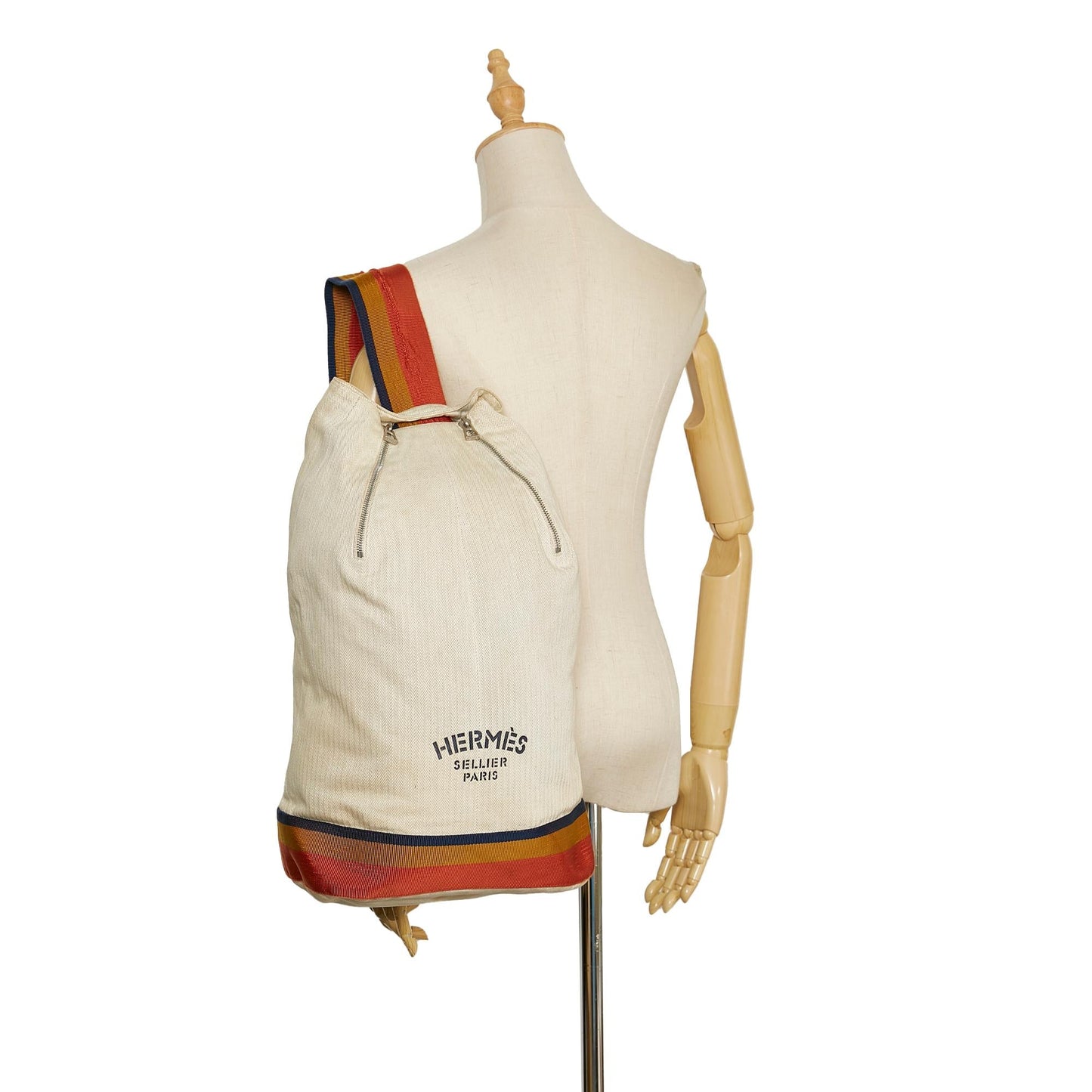 Luxury Hermes Toile Chevron Cavalier Sling Bag (SHG-Qhlu50)