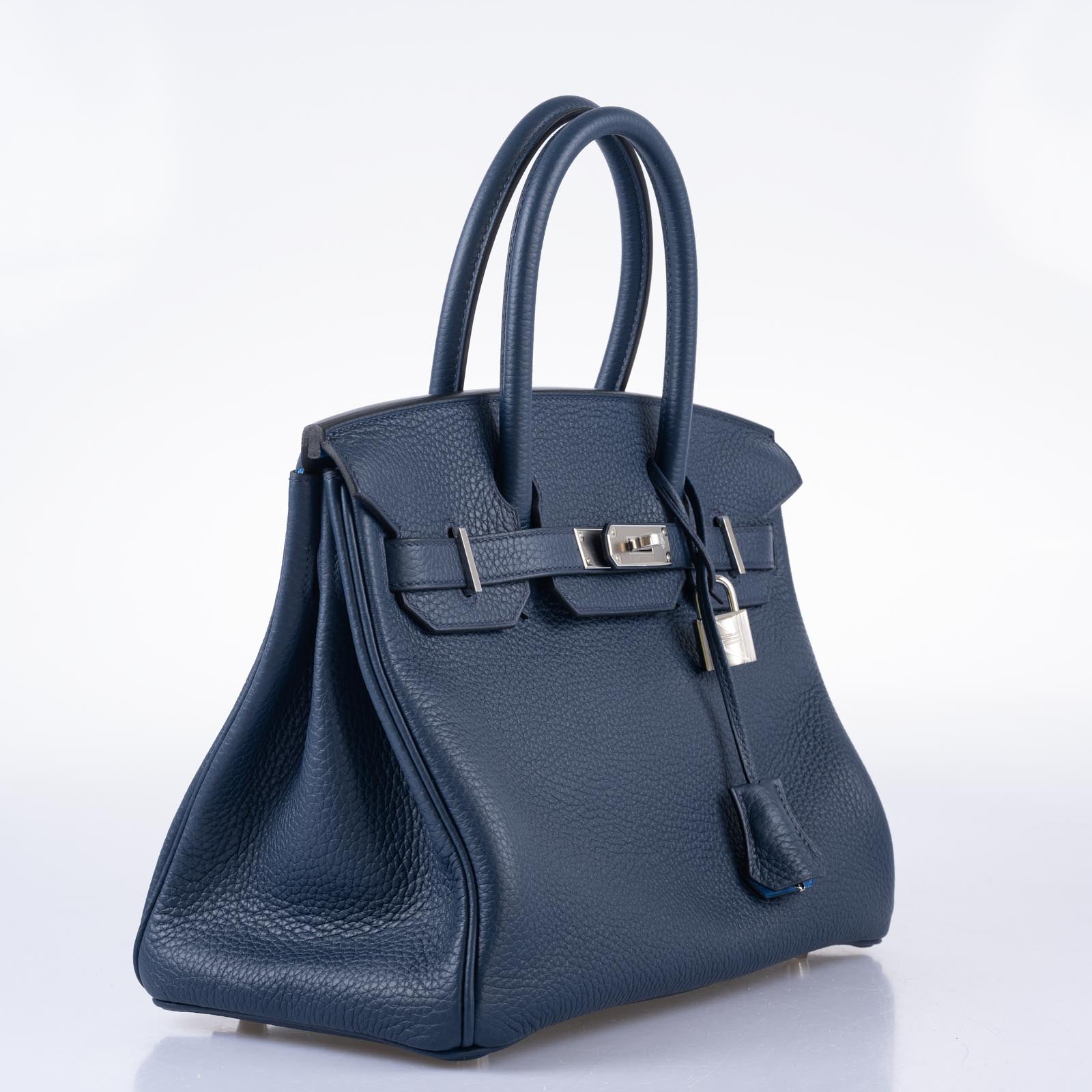 HermesVerso Birkin 30 Blue de Prusse and Mykonos Clemence Leather Palladium Hardware