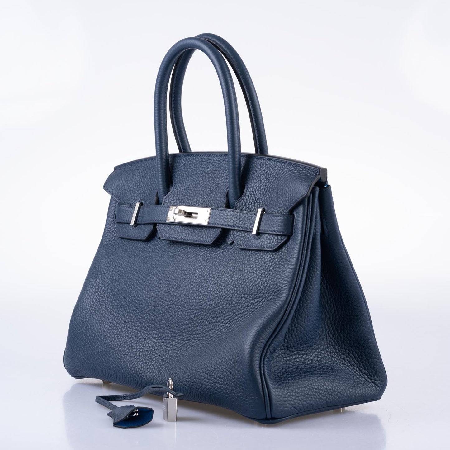 HermesVerso Birkin 30 Blue de Prusse and Mykonos Clemence Leather Palladium Hardware