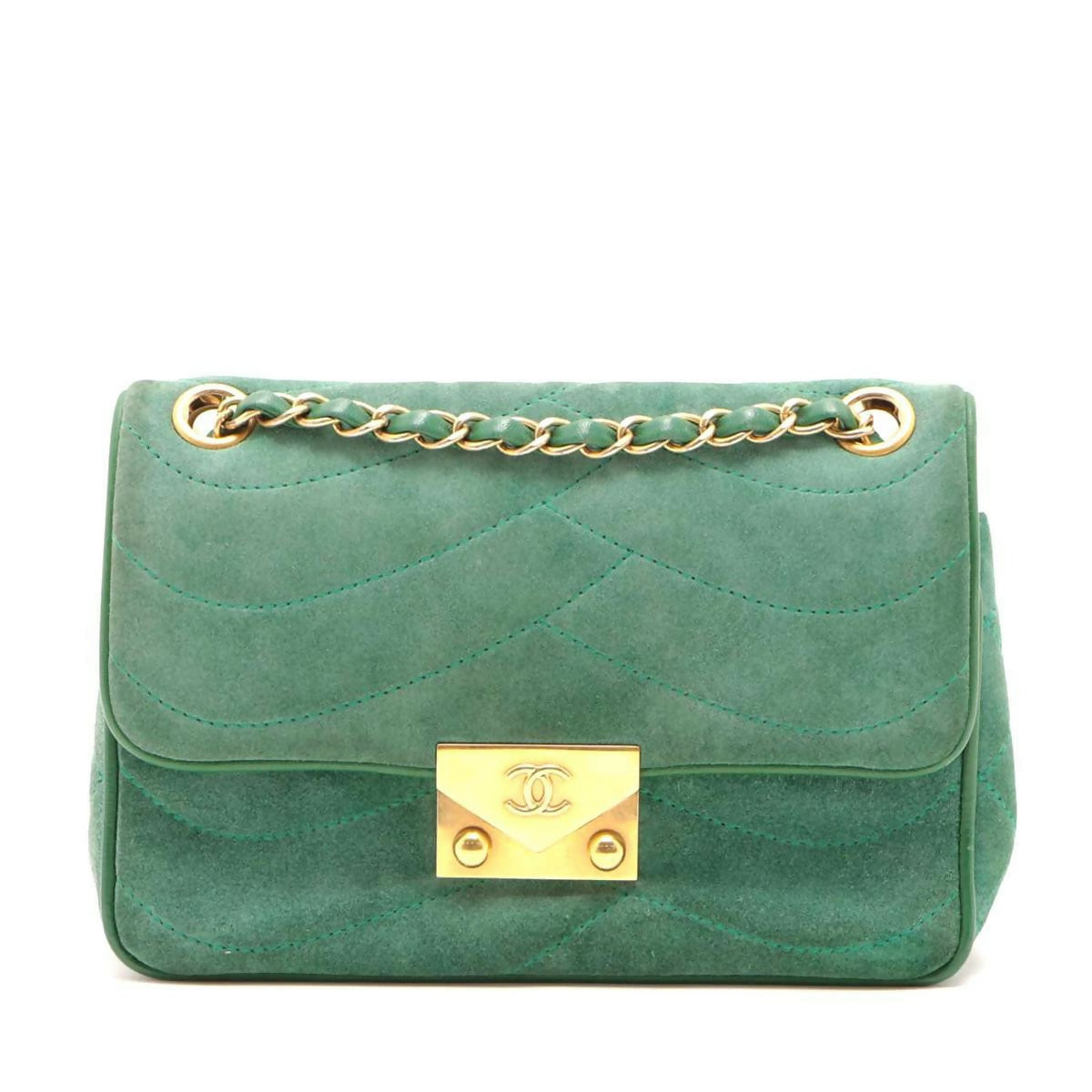 Chanel  Green Small Suede and Lambskin Pagoda Flap Bag