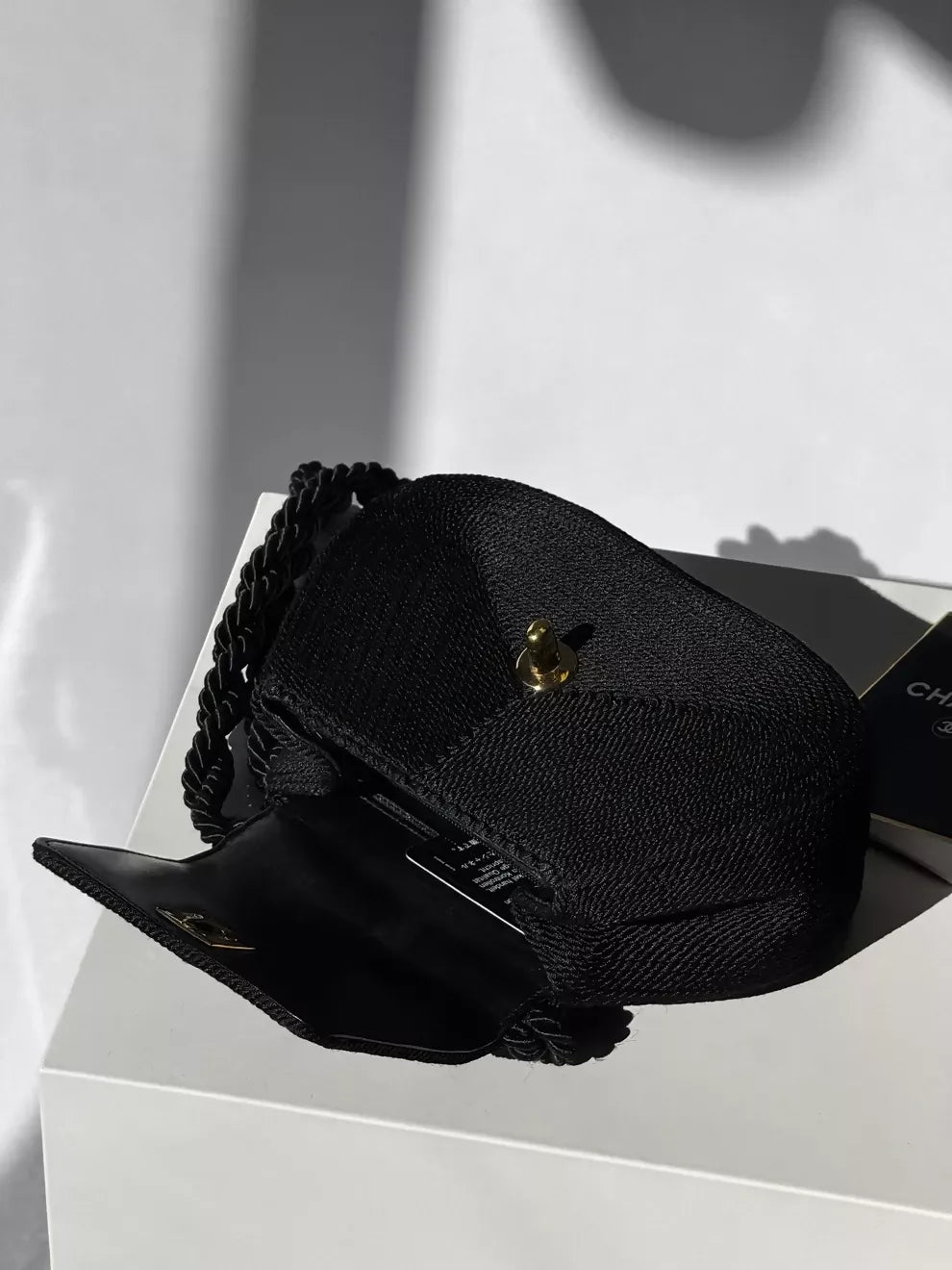 Chanel  1997 Limited Edition Black Cord CC Turn Clasp Bag