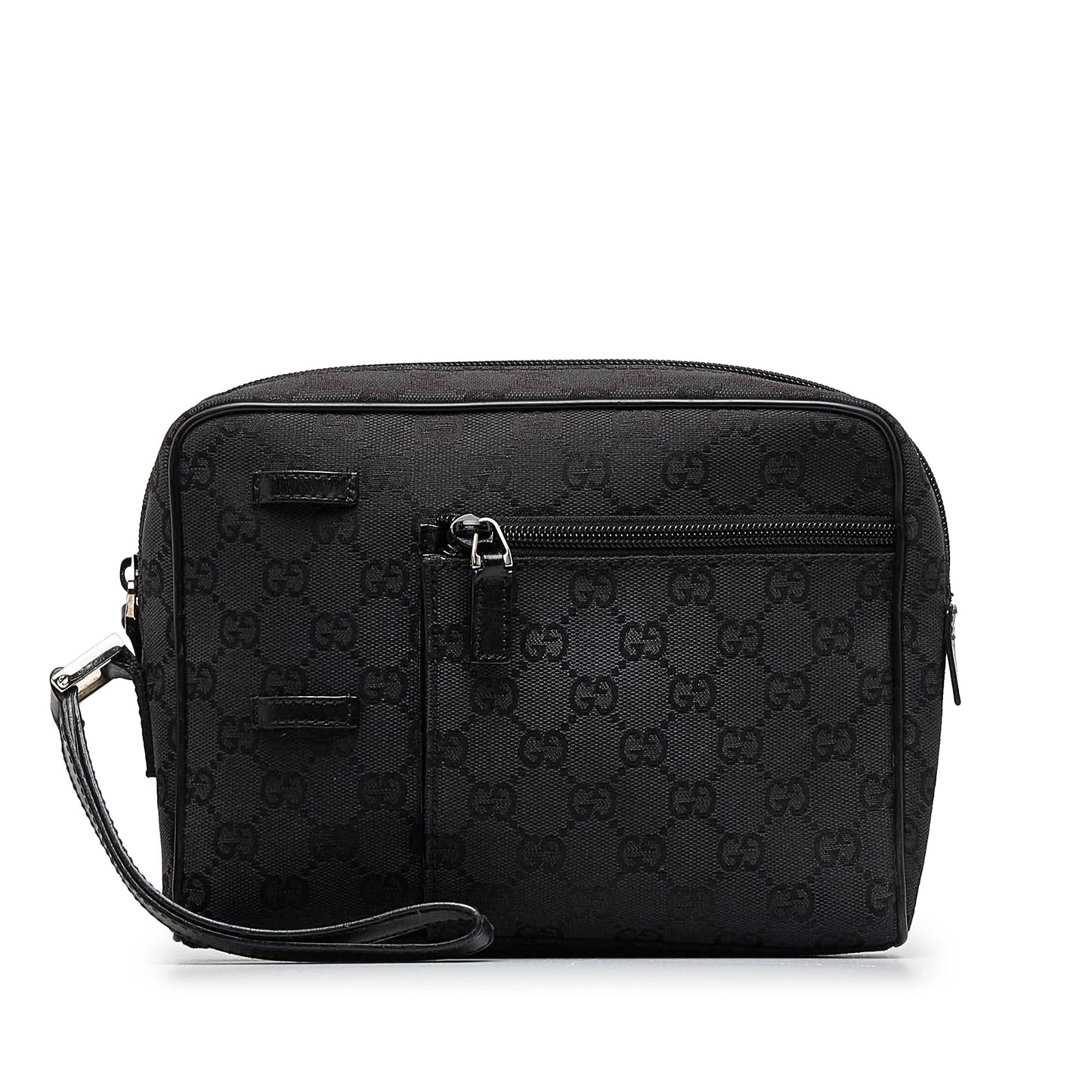 Gucci Black Leather Canvas Clutch