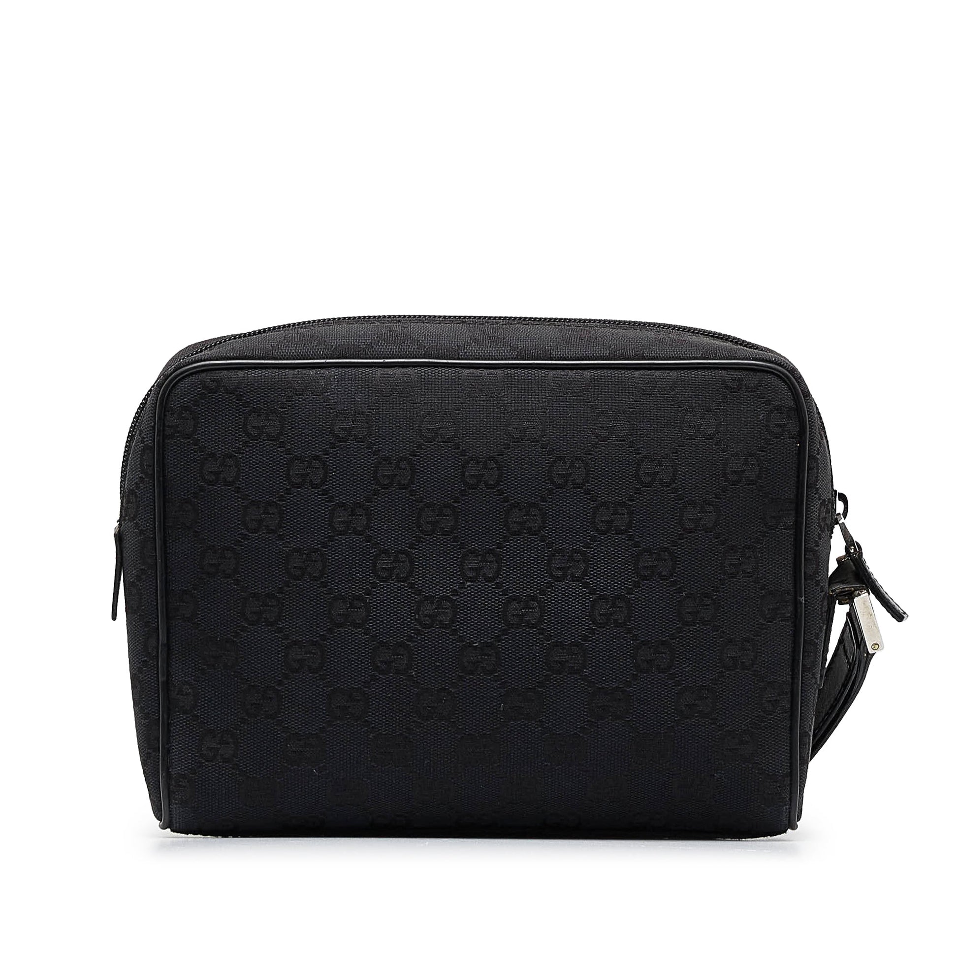 Gucci Black Leather Canvas Clutch