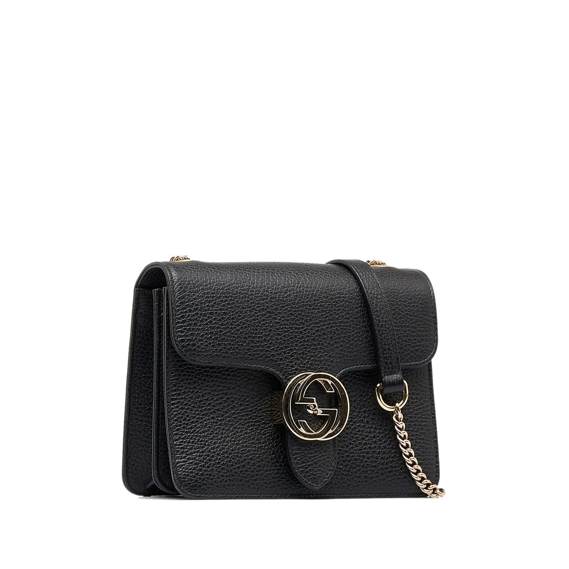 Gucci Interlocking G Black Leather Crossbody
