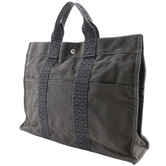 HERMES Handbag Nylon canvas gray Her LineTote MM unisex(Unisex) Used