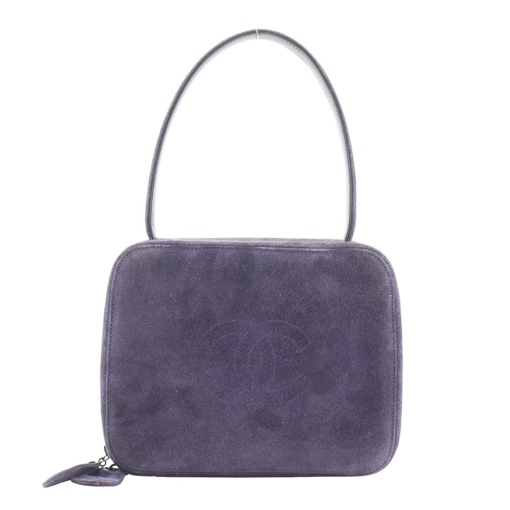 Chanel Suede One Handle Handbag Purple Classic Flap