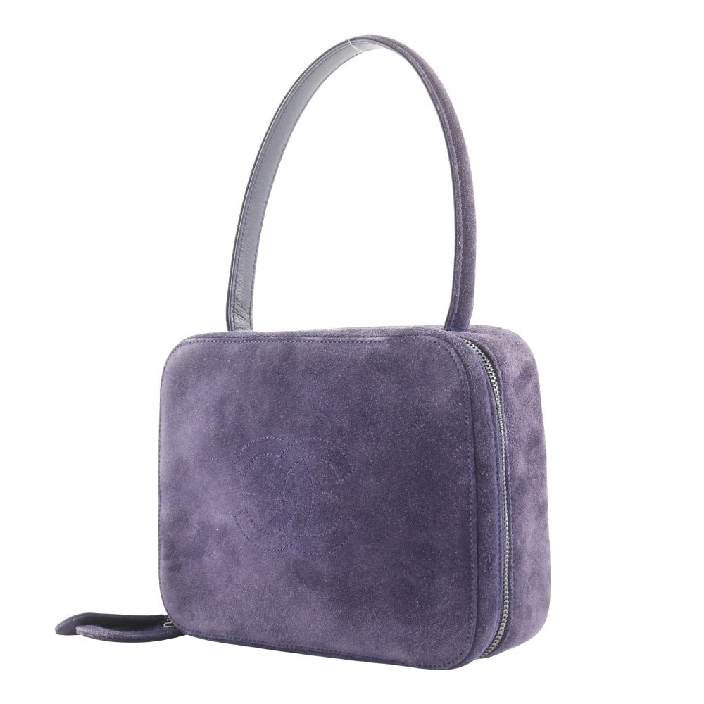 Chanel Suede One Handle Handbag Purple Classic Flap