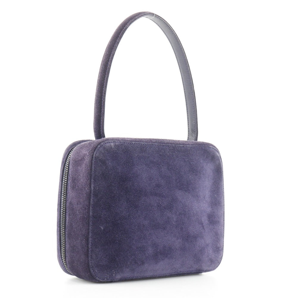 Chanel Suede One Handle Handbag Purple Classic Flap