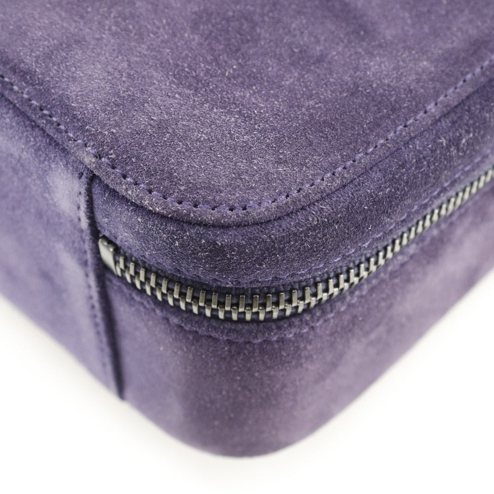 Chanel Suede One Handle Handbag Purple Classic Flap
