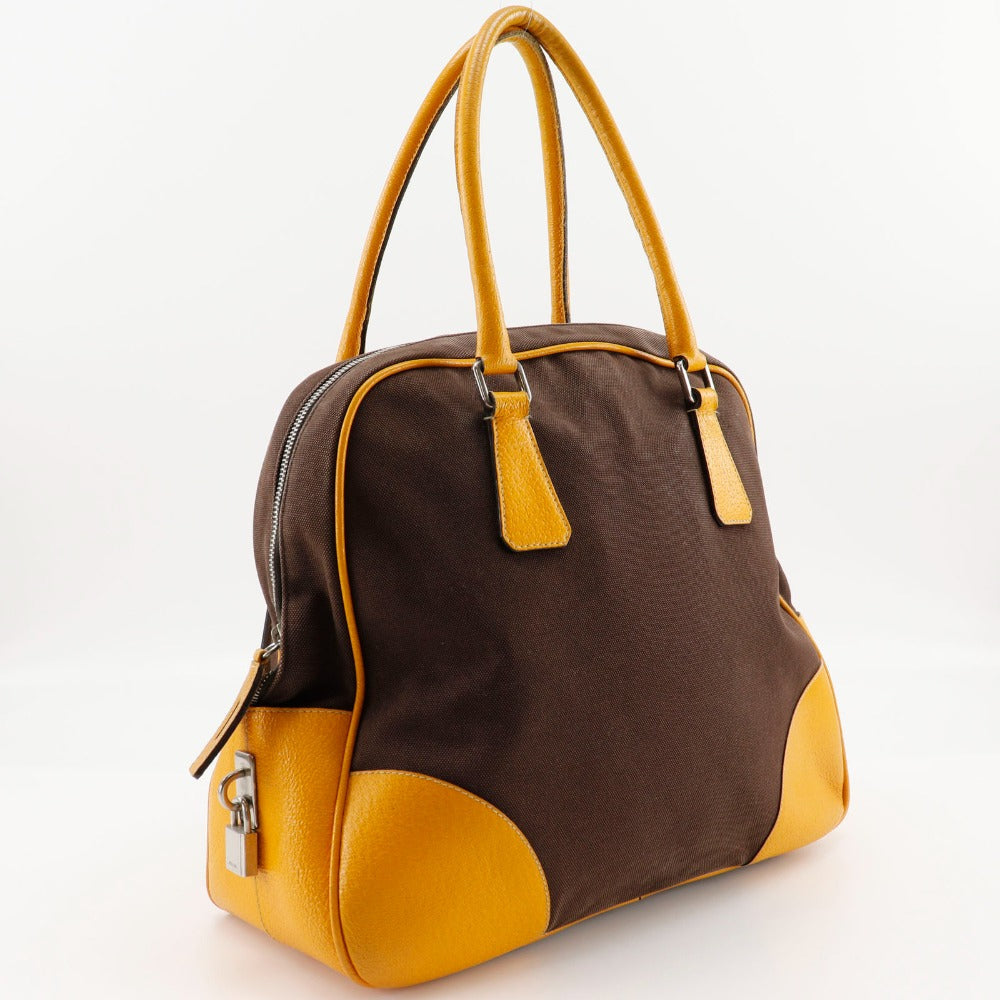 PRADA Tote Bag canvas Brown Mini Boston