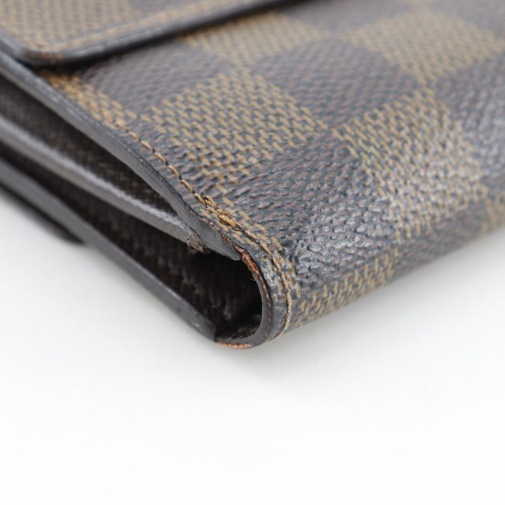LOUIS VUITTON Bifold Wallet N61652 Damier canvas Brown W Hook Wallet Porte BilletsCartes Crdit