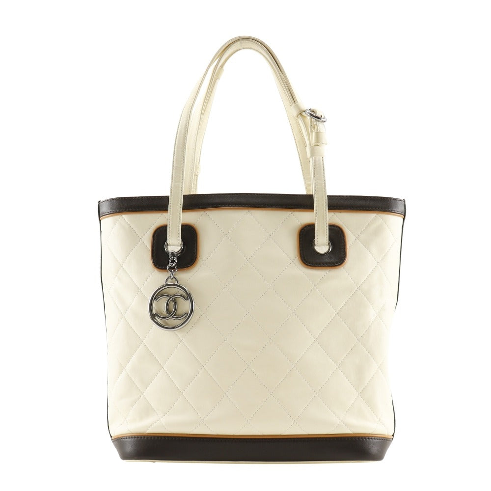 Chanel Matelasse Tote Bag Ivory Leather Classic Flap