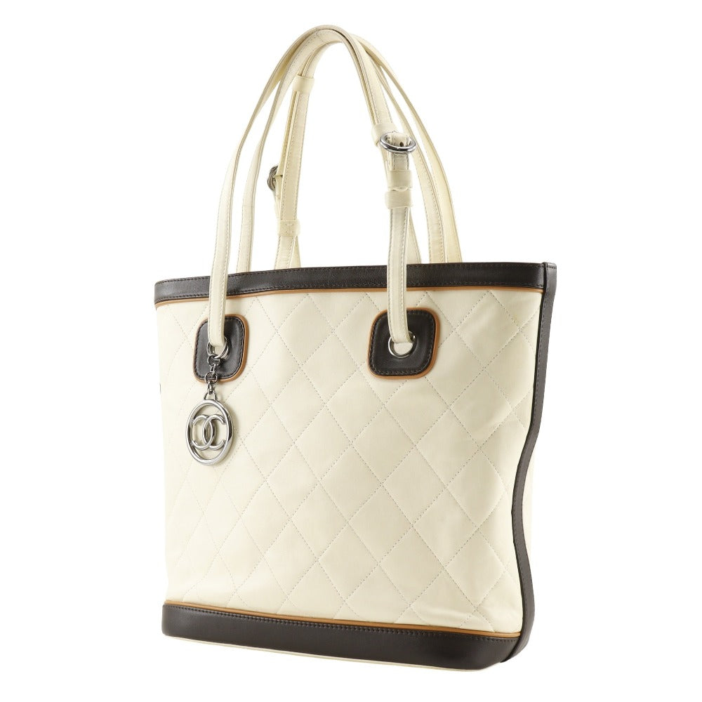 Chanel Matelasse Tote Bag Ivory Leather Classic Flap