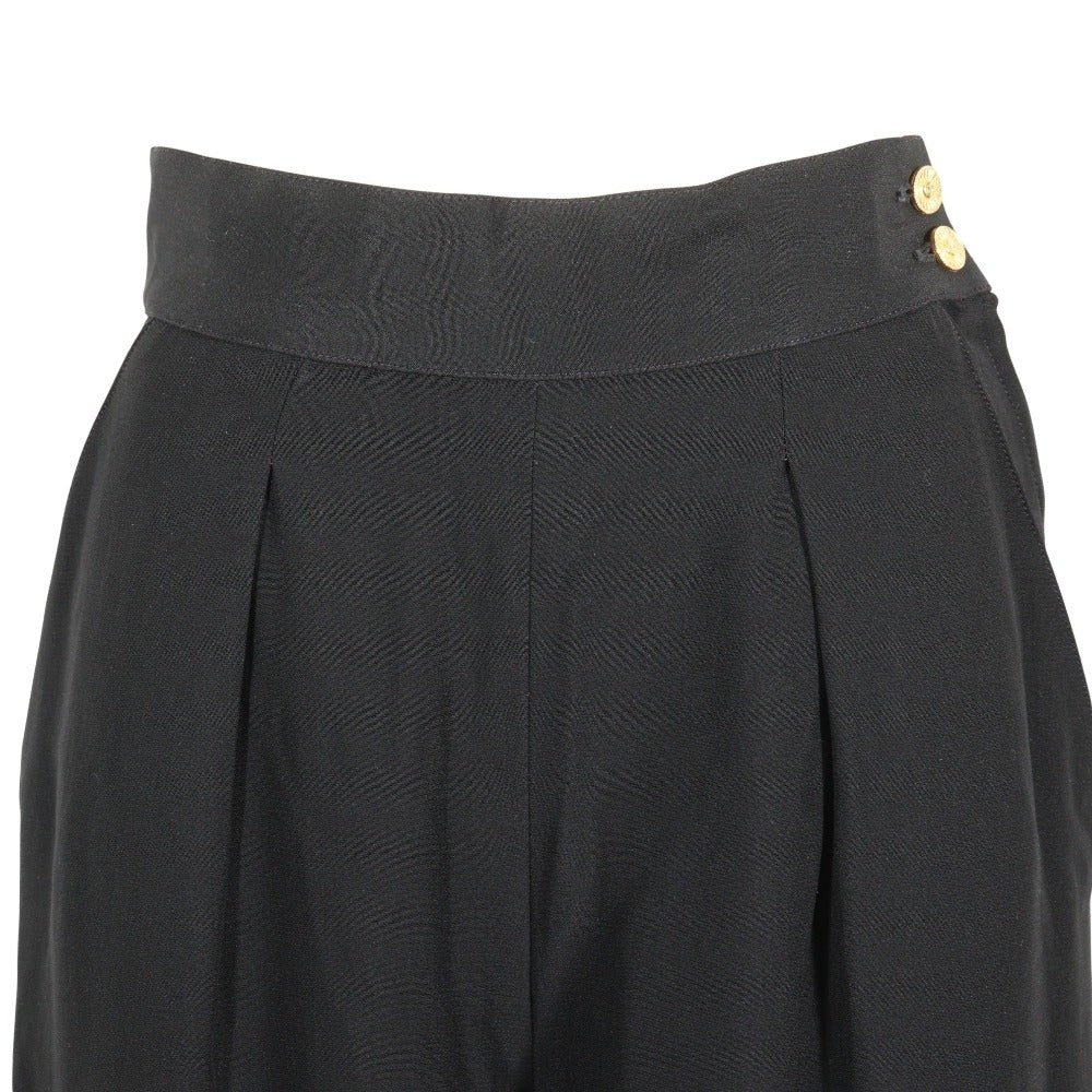 CHANEL Pants Acetate, Rayon black Gold button Wide pants Women 36