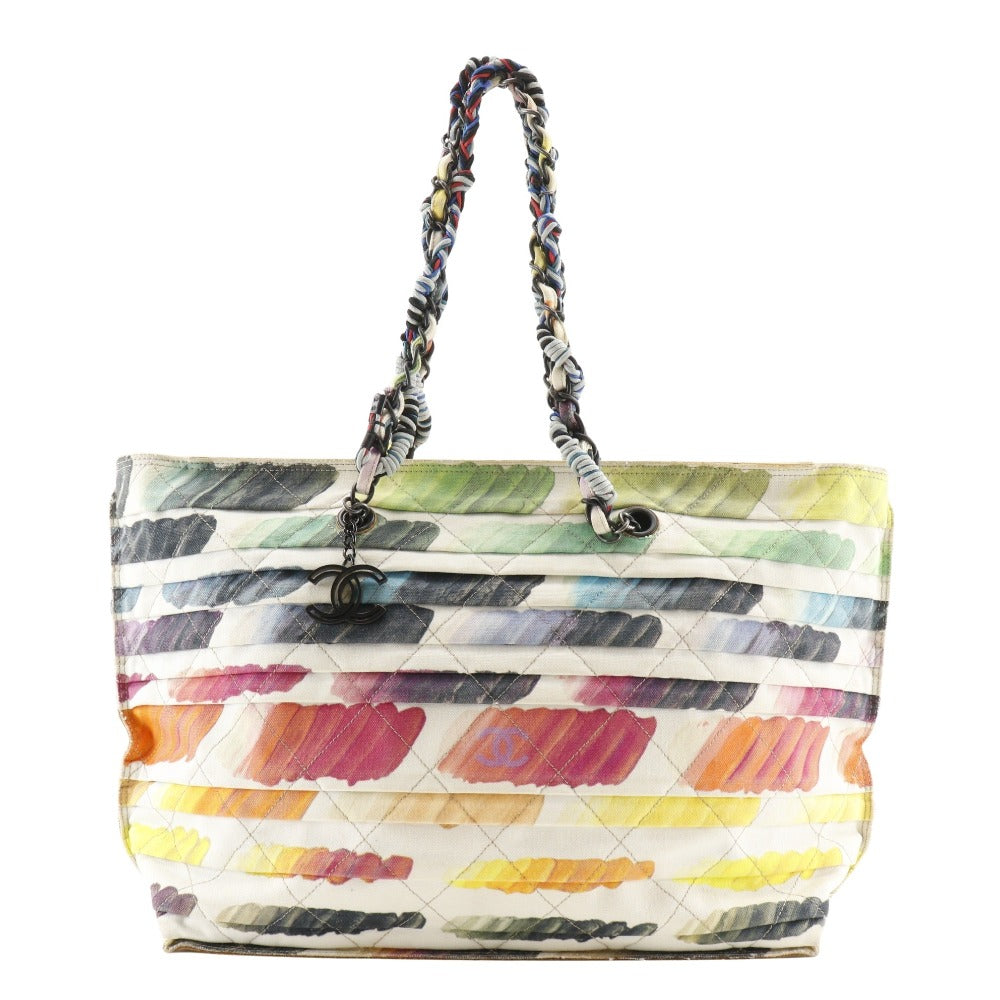 CHANEL Tote Bag canvas multicolor/white Colorama Chain tote