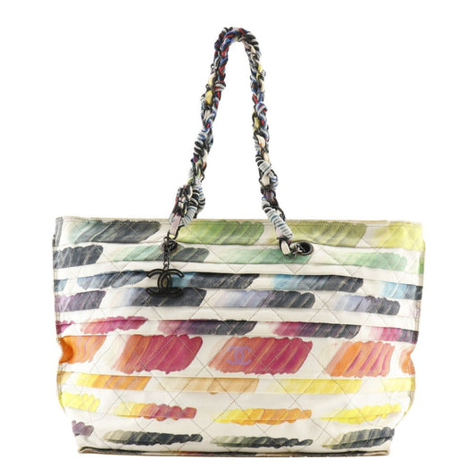 CHANEL Tote Bag canvas multicolor/white Colorama Chain tote