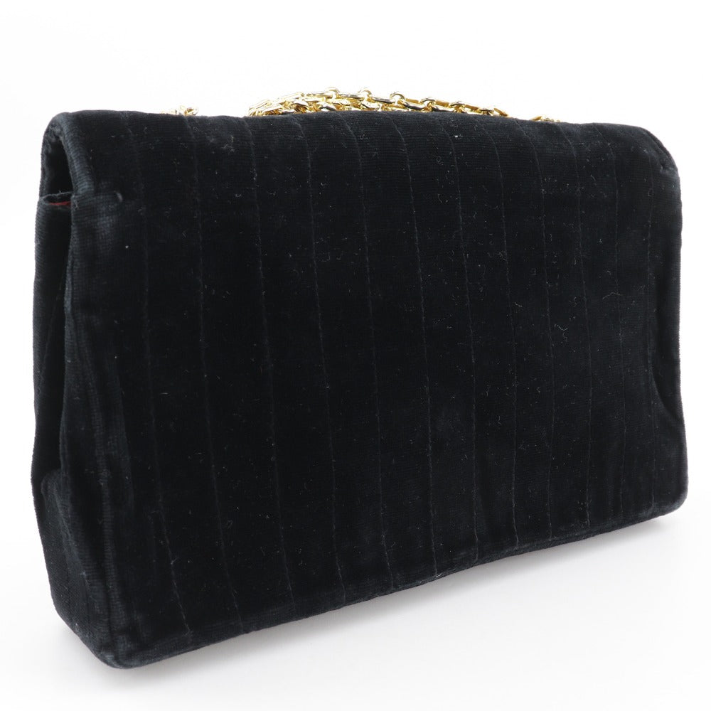 CHANEL Shoulder Bag Velor black Mademoiselle ChainShoulder