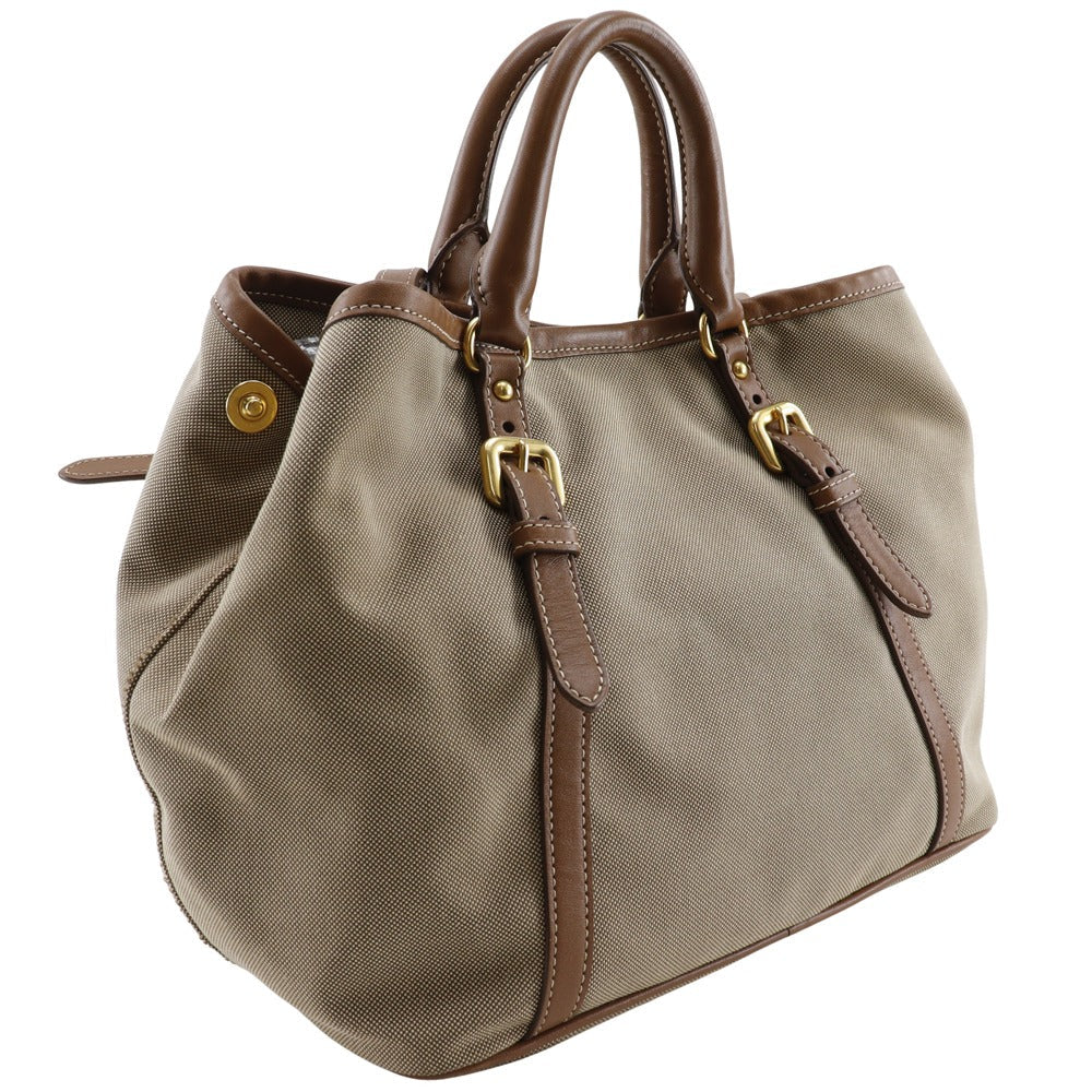 PRADA Handbag BN1841 Canvas, Leather beige 2WAYShoulder logo Women