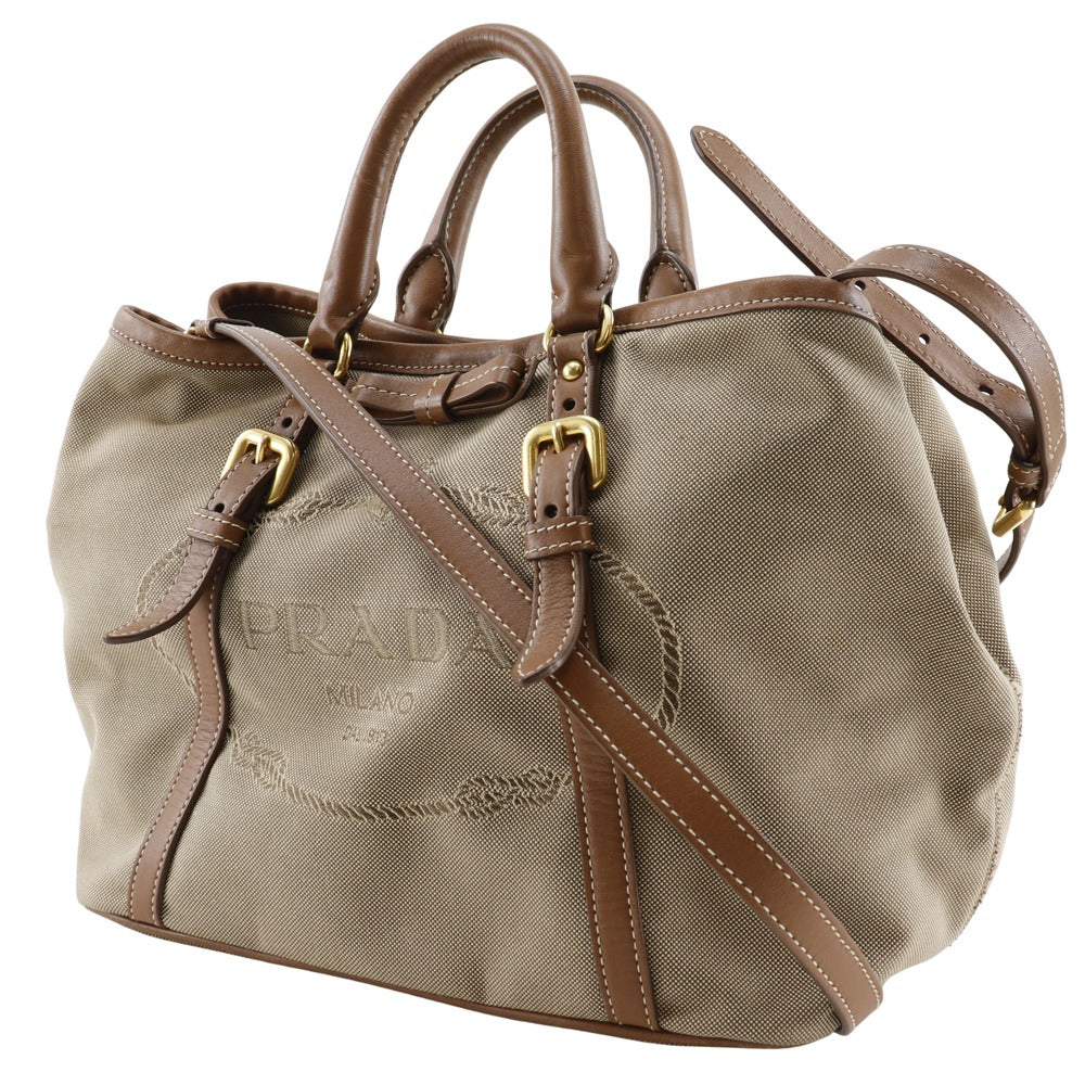 Prada Logo Canvas Leather Handbag BN1841