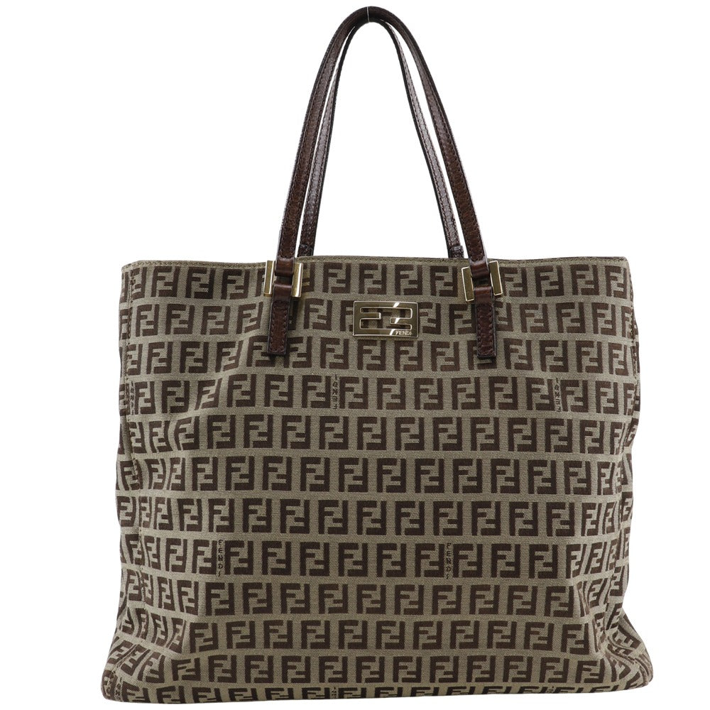 FENDI Handbag 8BH132 Nylon canvas Brown Zucchino Women