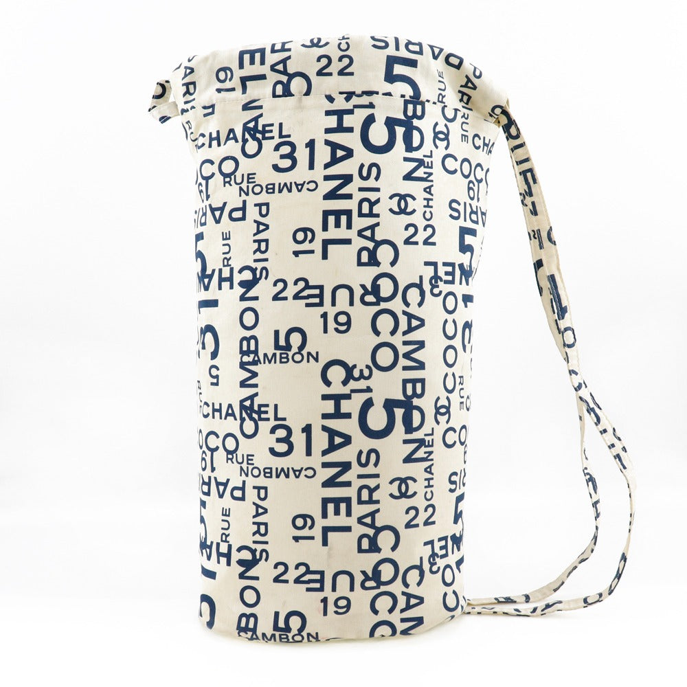 CHANEL Shoulder Bag cotton White logo Bysy line Beach bag Women