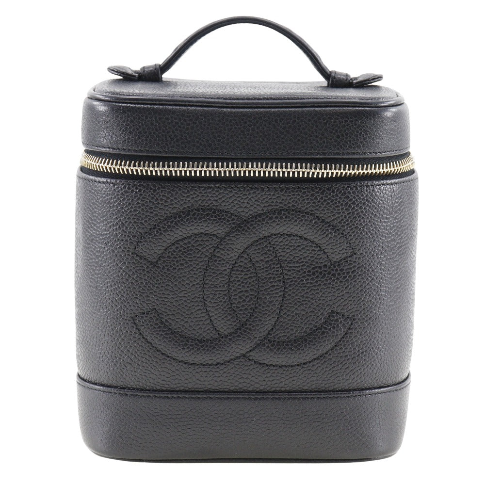 Chanel Vanity Caviar Skin Handbag Classic Flap