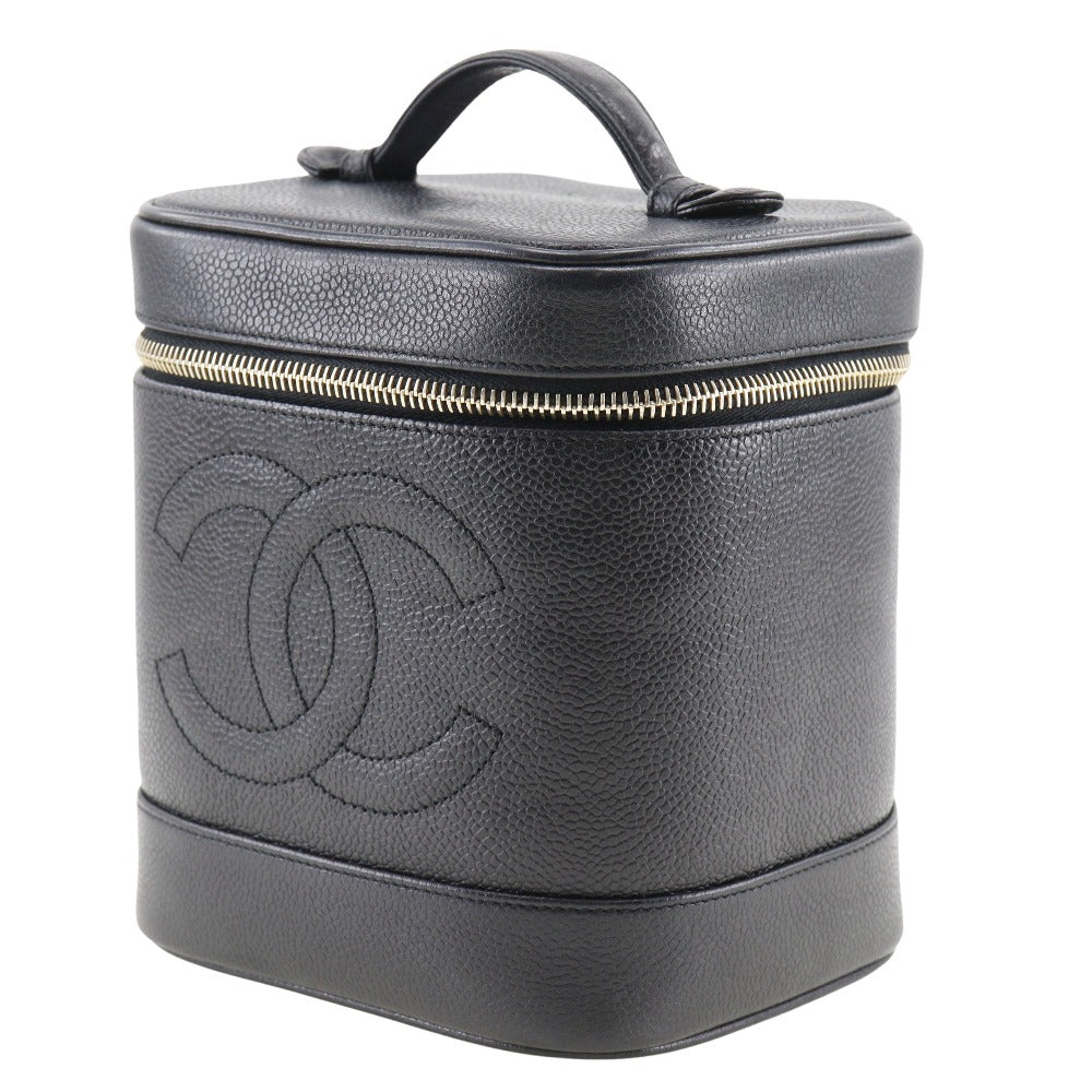 Chanel Vanity Caviar Skin Handbag Classic Flap