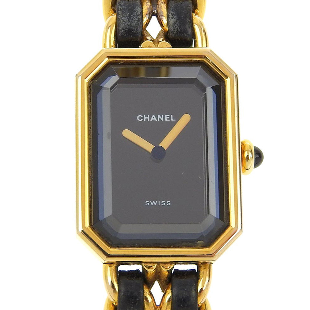 CHANEL Watches Quartz Plated Gold , Leather black Premiere L black dial Women